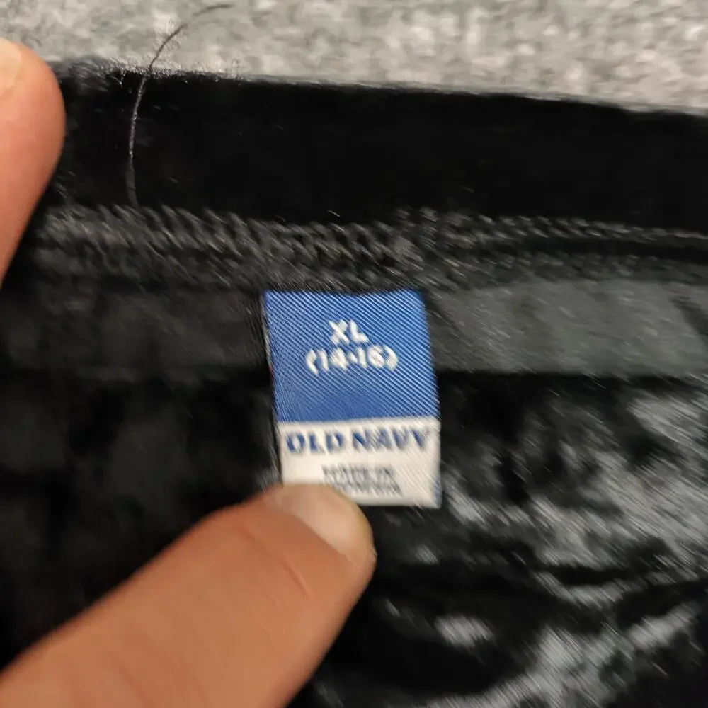 Old Navy Sweatpants Girls XL 14-16 Black Crushed Velvet Pull On Flare Leg